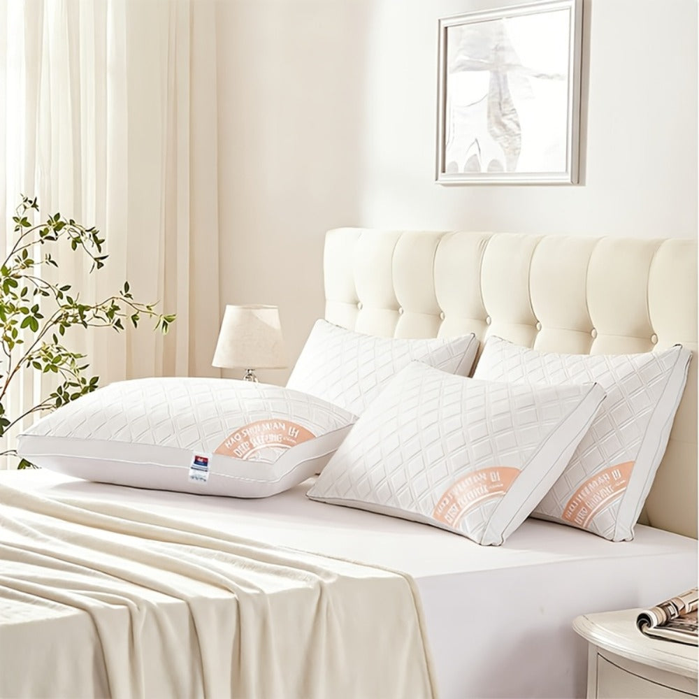 Queen Size Pillows for Side Sleepers ¨C 800g Heavyweight Hotel Collection, Hypoallergenic Down Alternative, Ultra-Plush & Resilient, Machine Washable 20x30 Inches ¨C Available in 1, 2 & 4 Pack (White/Gray)
