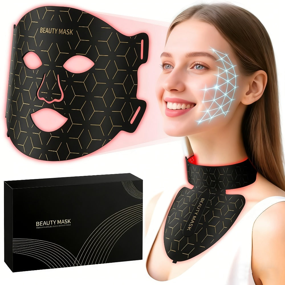 LED Face Mask ¨C 7-in-1 Red Light Therapy for Face & Neck, 93+80 LED Beads, Separate Silicone Applicator, 1800mAh Rechargeable, Adjustable Color Brightness & Timer, Anti-Aging Skin Care Gift for Women