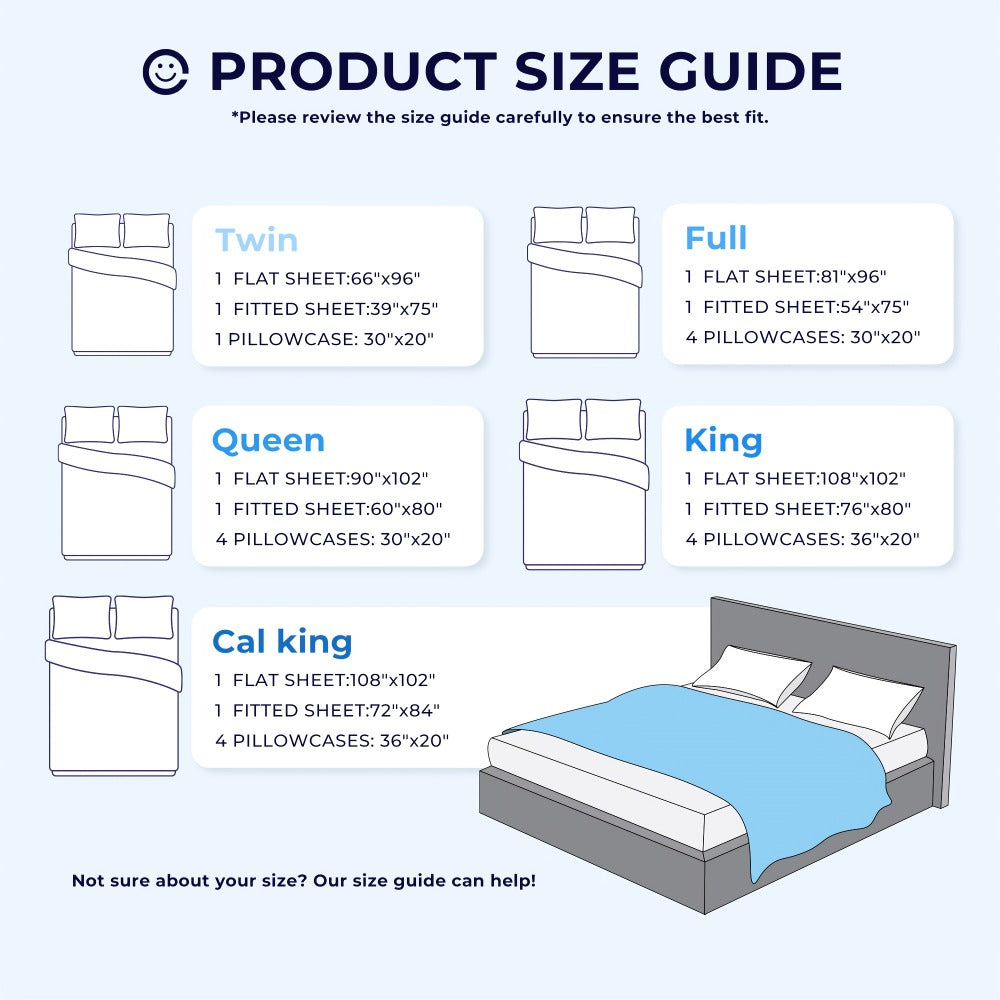 Bed Sheet Set Soft Breathable Cooling Microfiber Fitted & Flat Sheets with Deep Pockets ¨C Wrinkle Free Hotel Luxury Bedding in Multiple Colors & Sizes