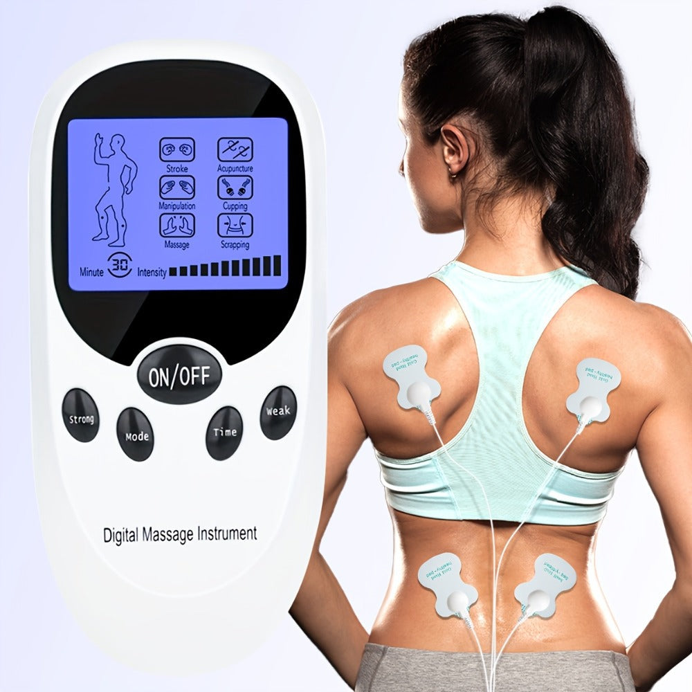 TENS EMS Dual Channel Muscle Stimulator Massager ¨C 8 Electrodes for Back, Shoulder & Knee Pain Relief, Muscle Recovery, Portable Electric Pulse Therapy Device