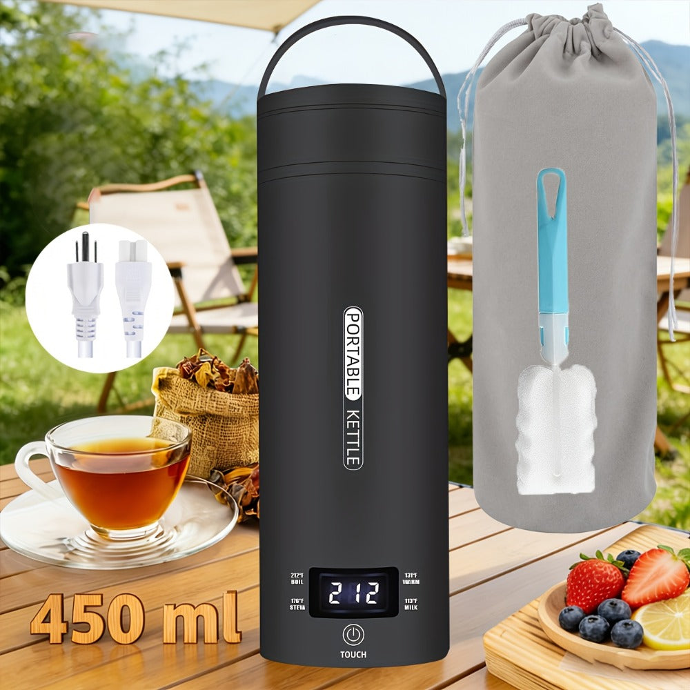 Travel Electric Kettle Mini Portable ¨C Small Water Boiler with 4 Temperature Settings, 304 Stainless Steel, Auto Shut-Off & Boil-Dry Protection, BPA-Free Compact Tea Coffee Kettle with Leather Sleeve ¨C Pink, Black, White