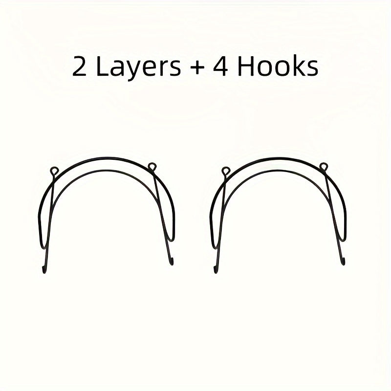 Wall Mounted Towel Rack with Hooks 6pcs Iron Hanging Rack Set Multi-Layer Wall Storage Organizer for Bathroom, Bedroom & Kitchen ¨C Easy Install, Clothes & Towel Hanger
