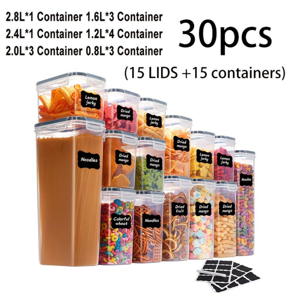 Airtight Food Storage Containers with Lids BPA Free Plastic Kitchen Pantry Organizer Set for Rice Cereal Pasta Flour Sugar Spaghetti - 6 14 18 30 48 60 84pcs Flip Top Seal Canister Set