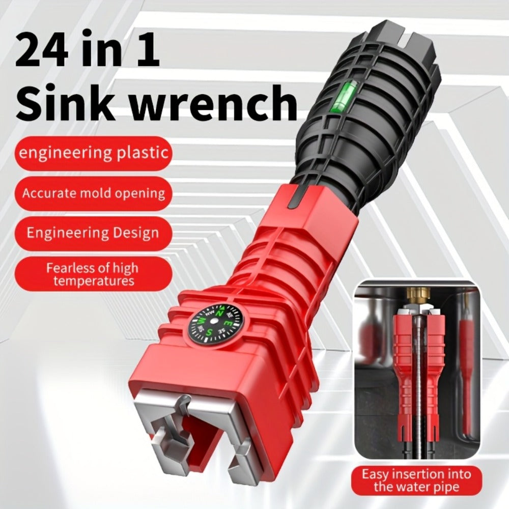 Sink Wrench Kit 18-in-1 Plumbing Tool Set - Universal Faucet Basin Wrench for Tight Spaces, Non-Slip Ergonomic Handle, Pipeline Maintenance Tool for Kitchen, Bathroom & Emergency Plumbing Repairs