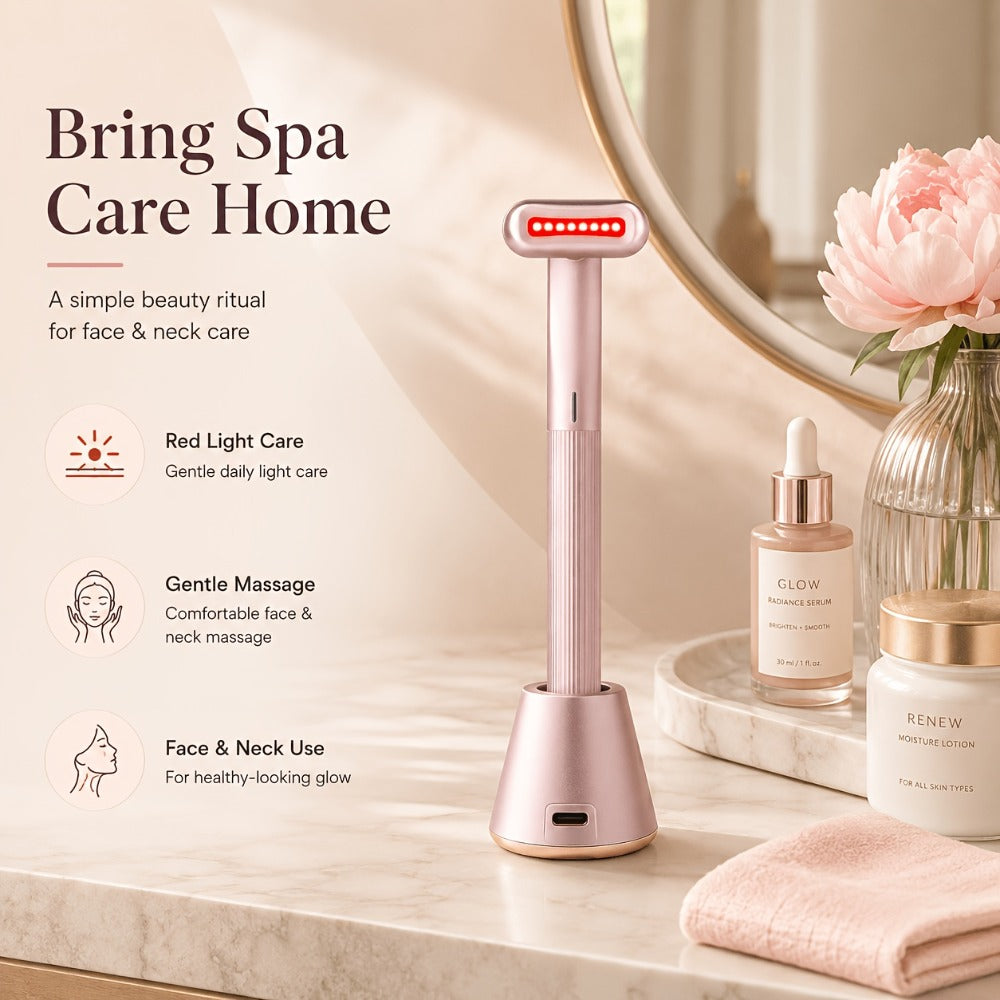 Red Light Therapy Facial Massager - Vibration & Negative Ion Skin Tightening Device for Acne Reduction, Wrinkle Removal & Eye Bag Treatment, Anti-Aging Face Care Beauty Tool for Women & Men