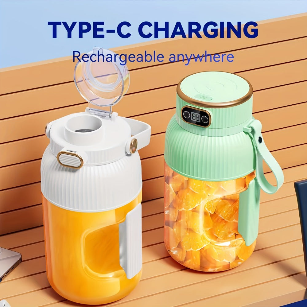 Portable Juicer Travel Blender with Digital Display 33.8oz - Motorized Wireless Blender for Smoothies, Milkshakes & Protein Shakes, Rechargeable Mini Blender for Gym, Picnic & Travel, No Outlet Needed