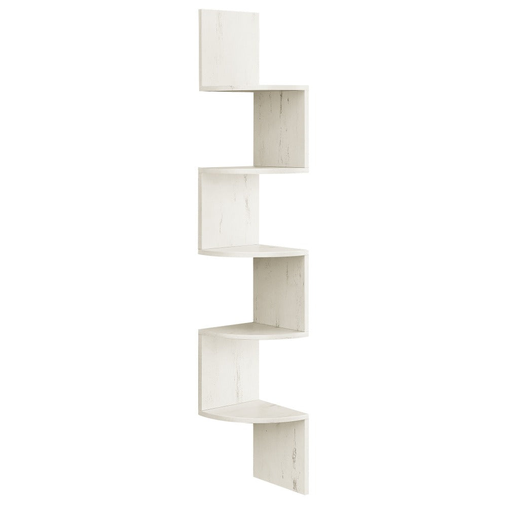 Corner Floating Shelf 5-Tier Wall Mount, Space Saving Storage Rack for Bedroom Living Room, Radial Display Organizer, Easy Install, 7.9¡±¡Á7.9¡±¡Á49.6¡±, Black White Brown Greige Beige