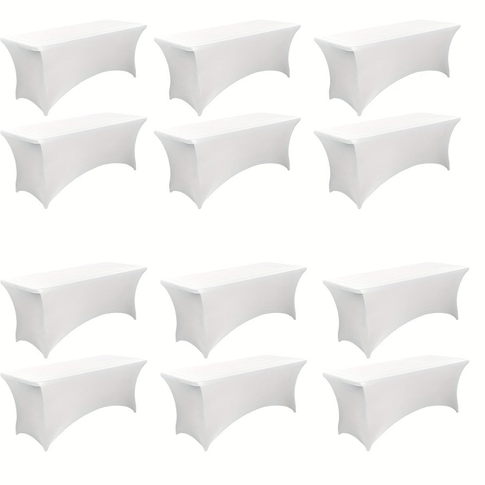 6 Foot Stretch Tablecloth 6/12/24 Pack - Rectangular Spandex Table Cover for Weddings, Trade Shows & Events