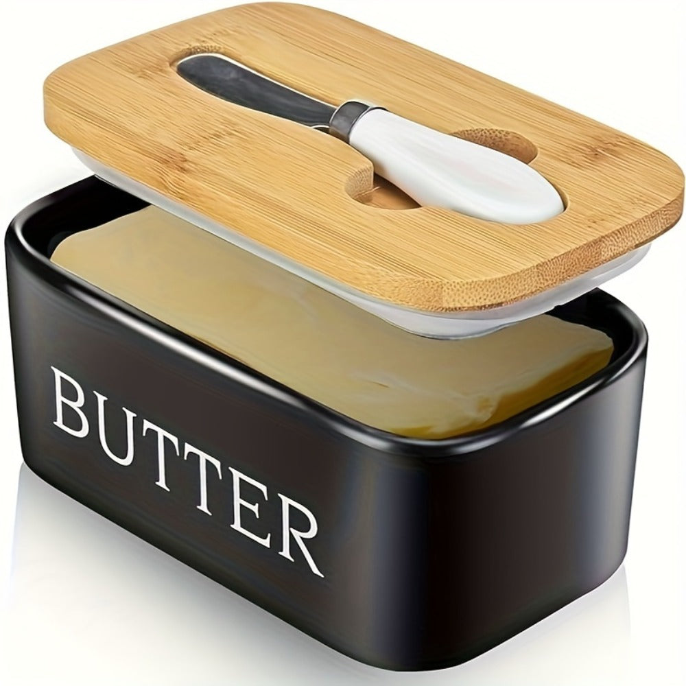 Ceramic Butter Dish with Lid and Knife ¨C Large Countertop Butter Keeper, Airtight Seal, Easy-Clean Design, Multiple Colors ¨C Kitchen Gift for Butter Lovers