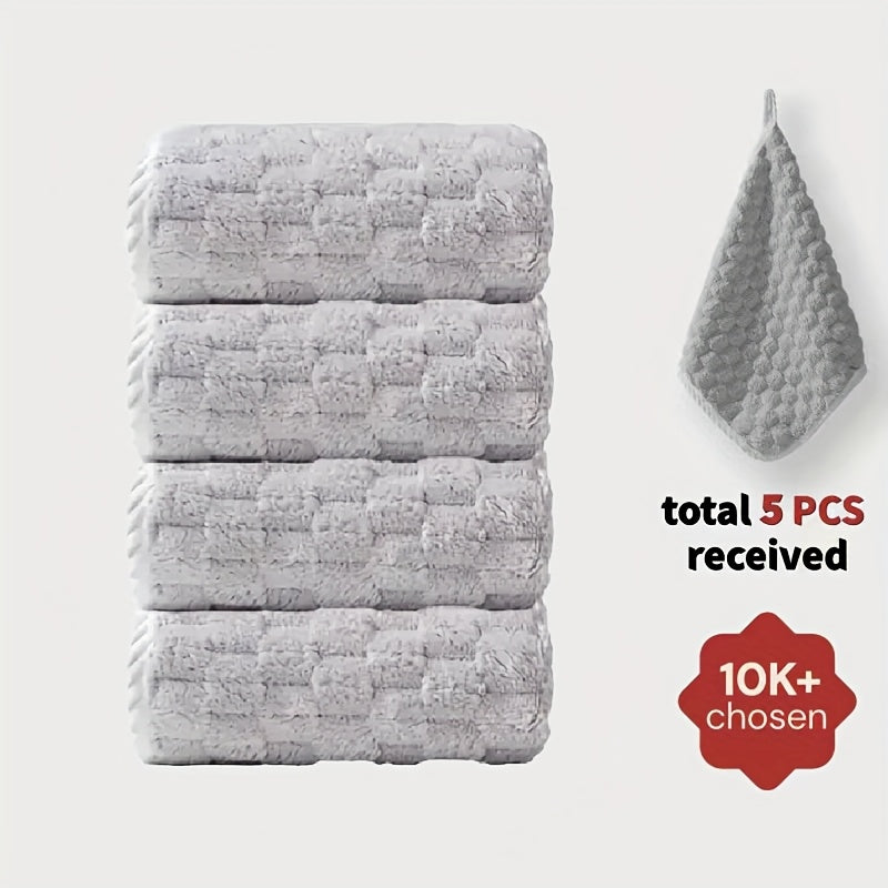 Waffle Weave Bath Towels Set 4 Pack or 8 Pack - Ultra Soft Super Absorbent Quick Dry Microfiber Moire Textured Towels | Spa Gym Travel Daily Use | Multi-Color Sets Gray Pink Blue Beige Gift Set