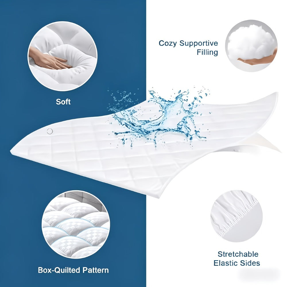 Mattress Topper Pillow Top Quilted Fitted Mattress Protector Cover Deep Pocket Cooling 1000GSM Twin Full Queen King