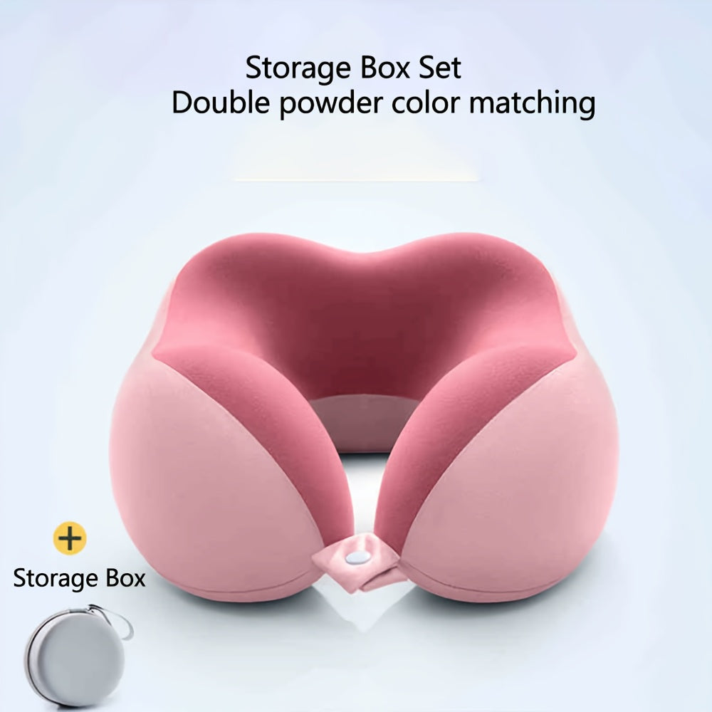 Memory Foam Travel Neck Pillow with Storage Bag ¨C Ergonomic Slow Rebound Support, Machine Washable Cover, for Travel, Office & Napping