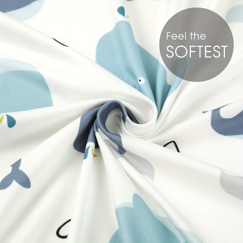 Fitted Sheet 2 Pack Super Soft Microfiber Mattress Cover Cute Animal Flower Pattern Pink Flower Whale Deer Home Travel Machine Washable Unisex Christmas Gift
