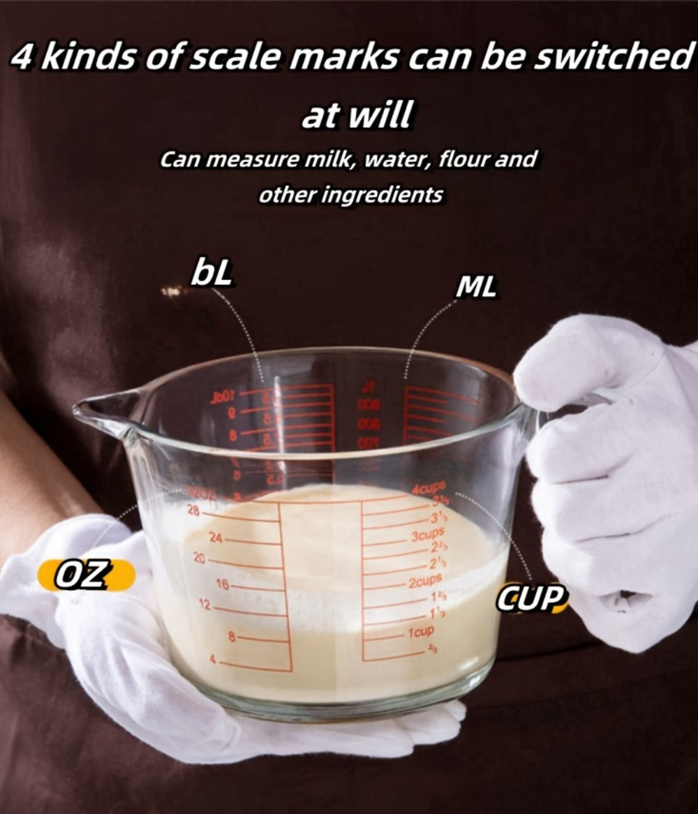 Tempered Glass Measuring Cup Set with Coffee Cups, Borosilicate Glass Liquid Measuring Cups for Kitchen Baking Cooking, Dishwasher Safe, 4PCs or 9PCs