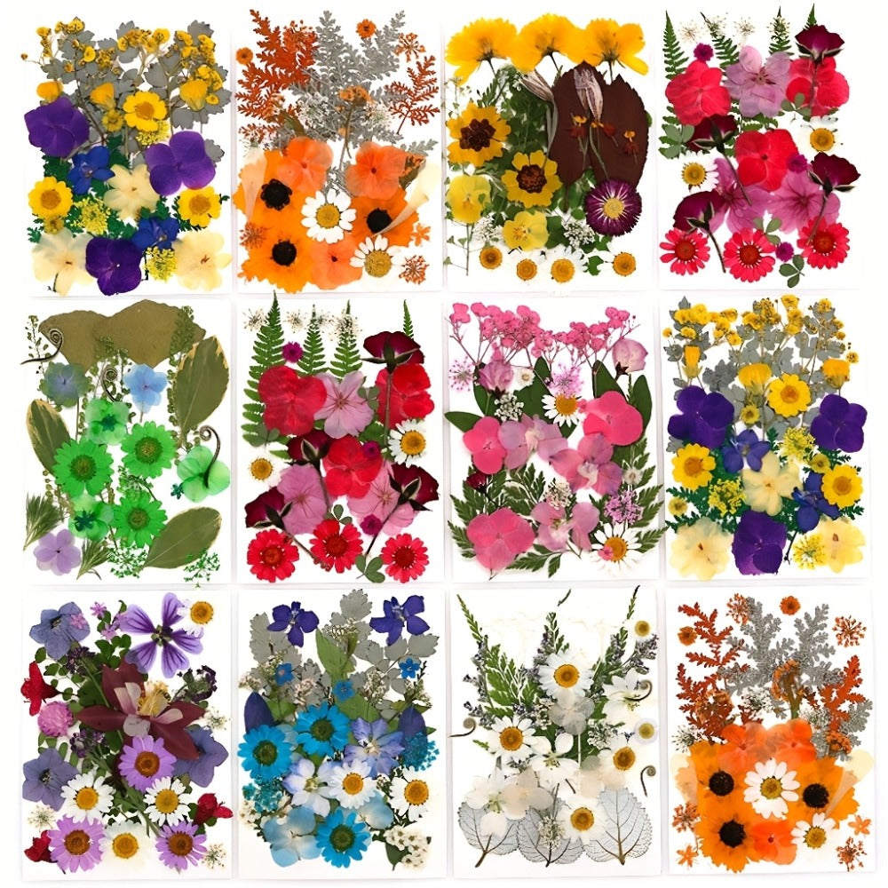 Dried Pressed Flowers Kit 500pcs ¨C Natural Real Flower Petals & Leaves for Resin Art, Nail Art, Jewelry Making, Scrapbooking, Phone Case Decor, Candle Making & DIY Floral Crafts