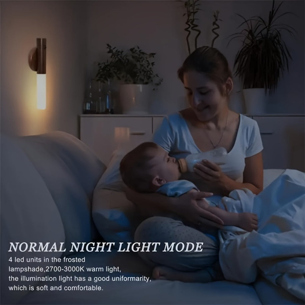 Motion Sensor Night Light Rechargeable 2-Pack - Wireless Magnetic LED Wall Light IPX4 Waterproof, USB Charging, Human Body Sensor for Bedroom, Kitchen, Bathroom, Hallway, Anti-Fall Safety Lighting