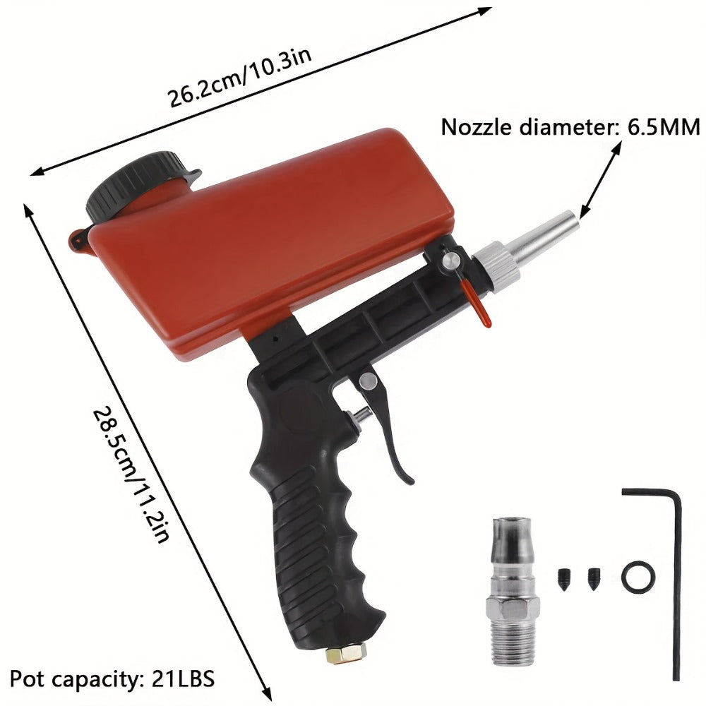 Sandblasting Gun Pneumatic 90 PSI Adjustable | Portable Gravity Air Sand Blaster for Rust Removal, Paint Stripping & Surface Prep ¨C Compact Blasting Power Tool