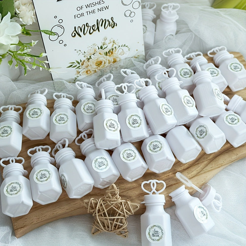 Wedding Bubble Bottle Party Favor Set 50 Mini Bottles with Wooden Sign & Stickers ¨C Liquid-Free for Weddings Birthdays Showers