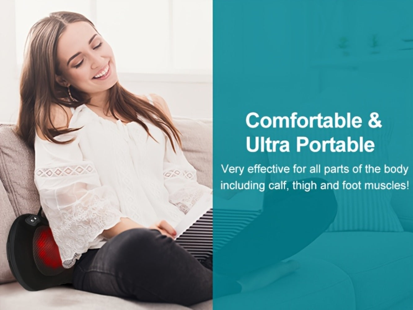 Neck & Back Massager Pillow with Heat ¨C Wireless 3D Kneading Acupressure Electric Massage Pillow for Lumbar, Shoulder & Neck Pain Relief, Portable Unisex Gift