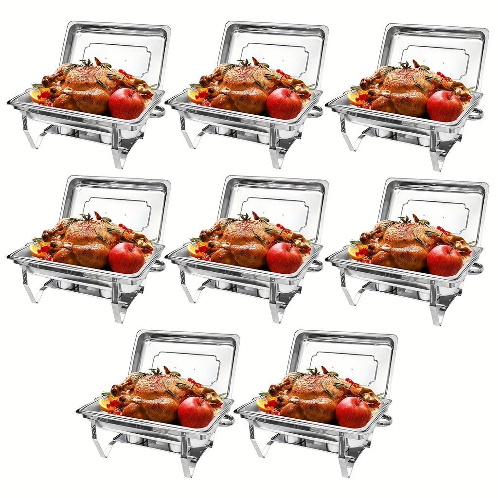 Chafing Dishes Buffet Set 9QT Stainless Steel Food Warmer Trays for Parties Hotel Christmas - 1/2/4/6/8 Pack