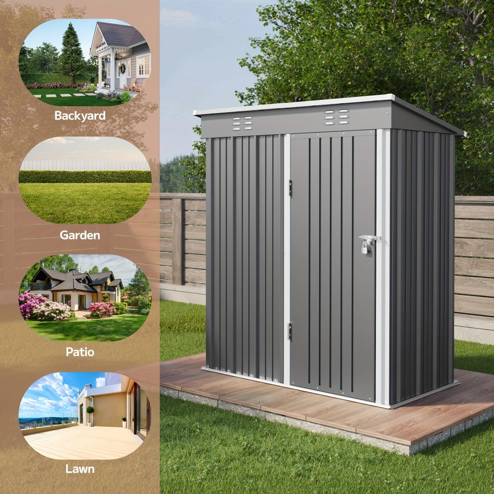 Outdoor Storage Shed 5x3ft Metal Garden Shed for Outside Tool Storage & Organization, Waterproof Backyard Storage House