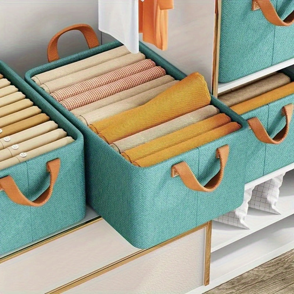 Foldable Clothes Storage Box with Transparent Lid 6-Pack, Stackable Wardrobe Organizer Bins with Steel Frame & Handles, Collapsible Fabric Closet Storage Boxes for Clothing Blankets Sundries, Green Beige Gray
