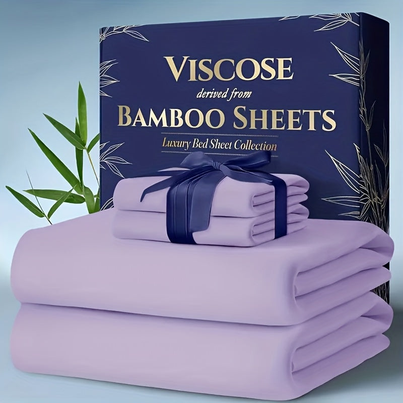 Bamboo Cooling Bed Sheets 6-Piece Set Deep Pocket Fits Twin Full Queen King Ultra-Soft Breathable Bedding for Hot Sleepers Machine Washable Double-Stitched
