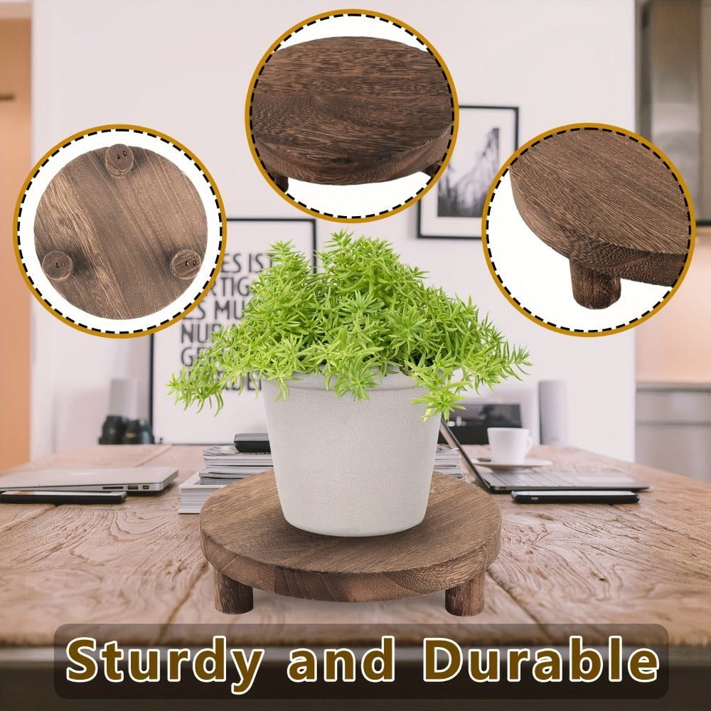 Wooden Display Riser Stands 3pcs Set Rustic Multi-Tier Cake Stand with Sleek Legs - Natural Wood Finish Decorative Organizer for Home Decor Tiered Tray Shelf Tabletop