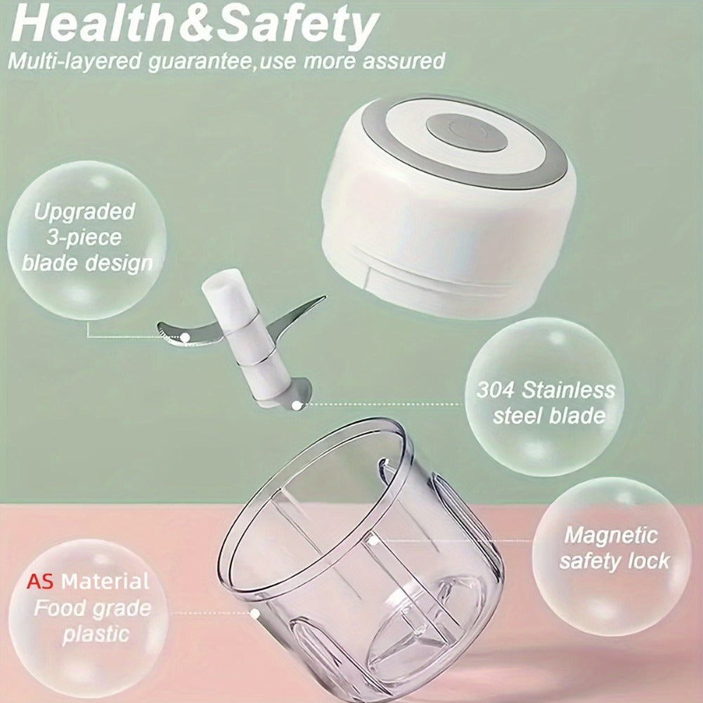 Mini Food Processor USB Rechargeable Electric Chopper 9.47oz ¨C Portable Wireless Meat Grinder & Blender for Garlic, Vegetables, Fruit, Ginger & Chili, Compact Kitchen Tool for Home Office Travel