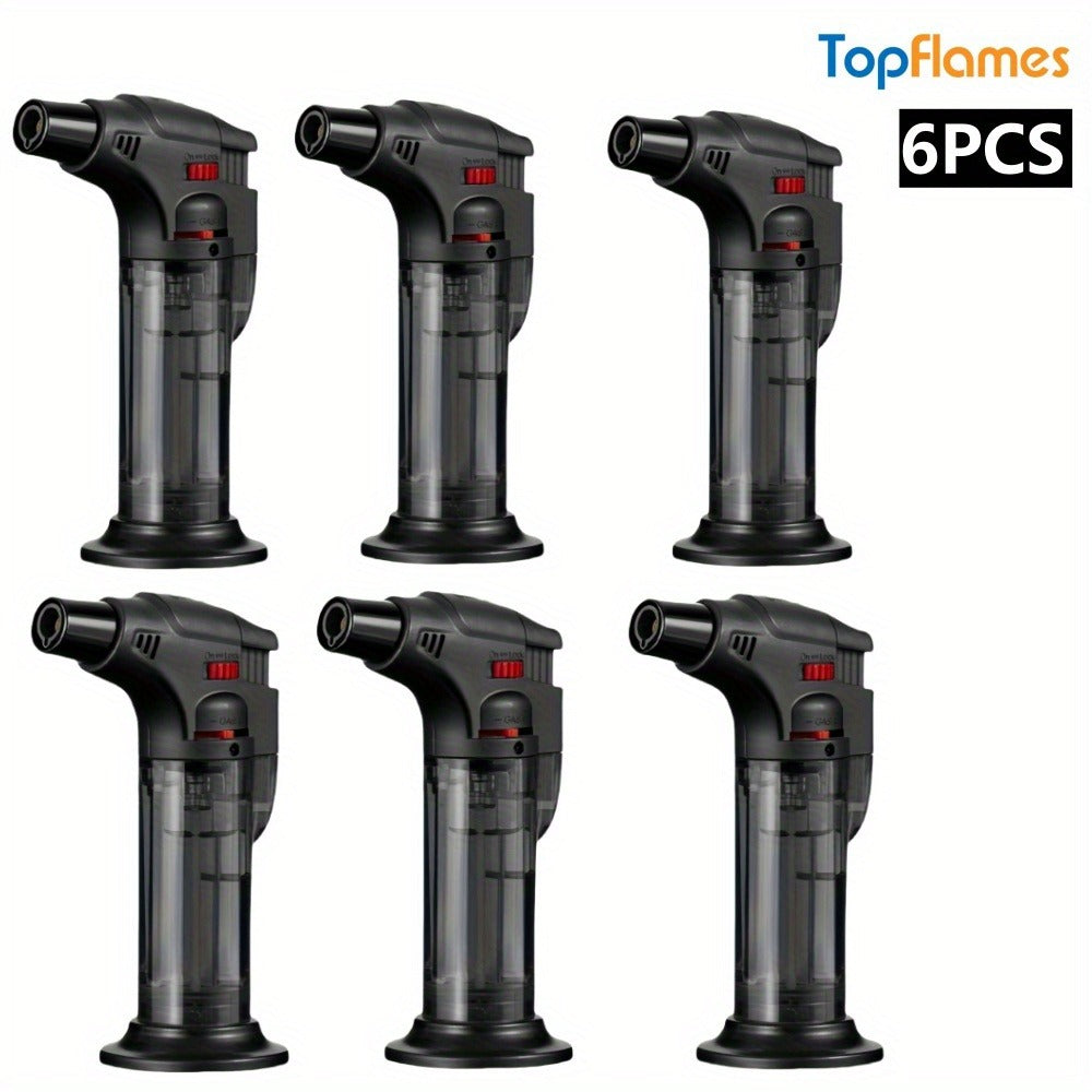 Butane Torch Lighter 6pcs Big Jet Flame Refillable & Adjustable Mini Blow Torch - Gift Box Set for Camping, Grill, BBQ, Culinary, Soldering & Welding | Butane Not Included