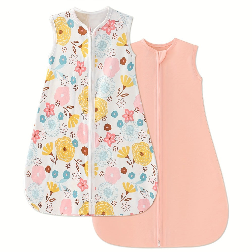 Baby Sleeping Bag 2/3pcs Two-Way Zip Wearable Blanket Anti-Kicking Swaddle 0-24 Months Boys Girls Lightweight Air-Conditioned Room