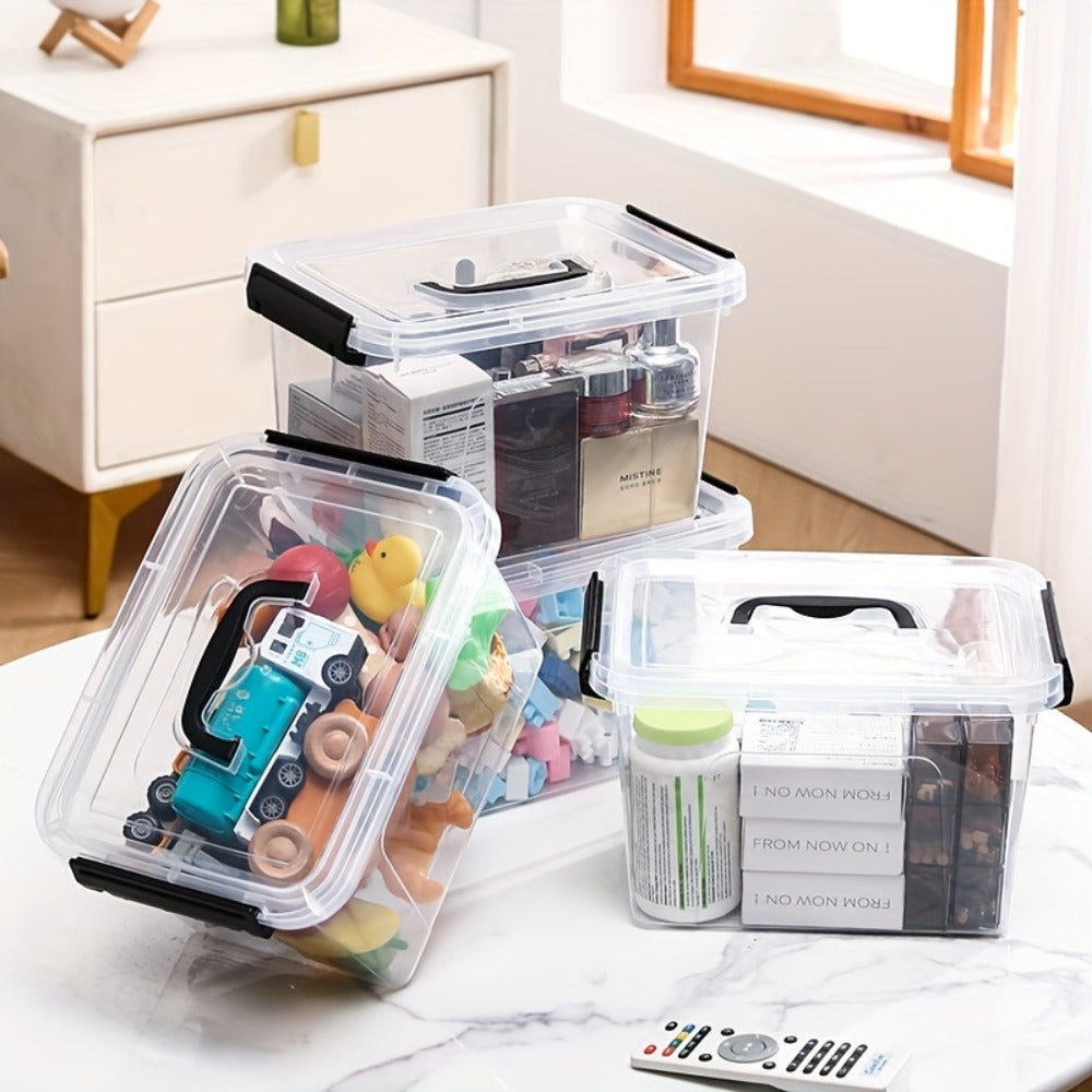 6-Pack Clear Storage Bins with Lids & Latch Handle, Stackable Plastic Containers 6-Liter