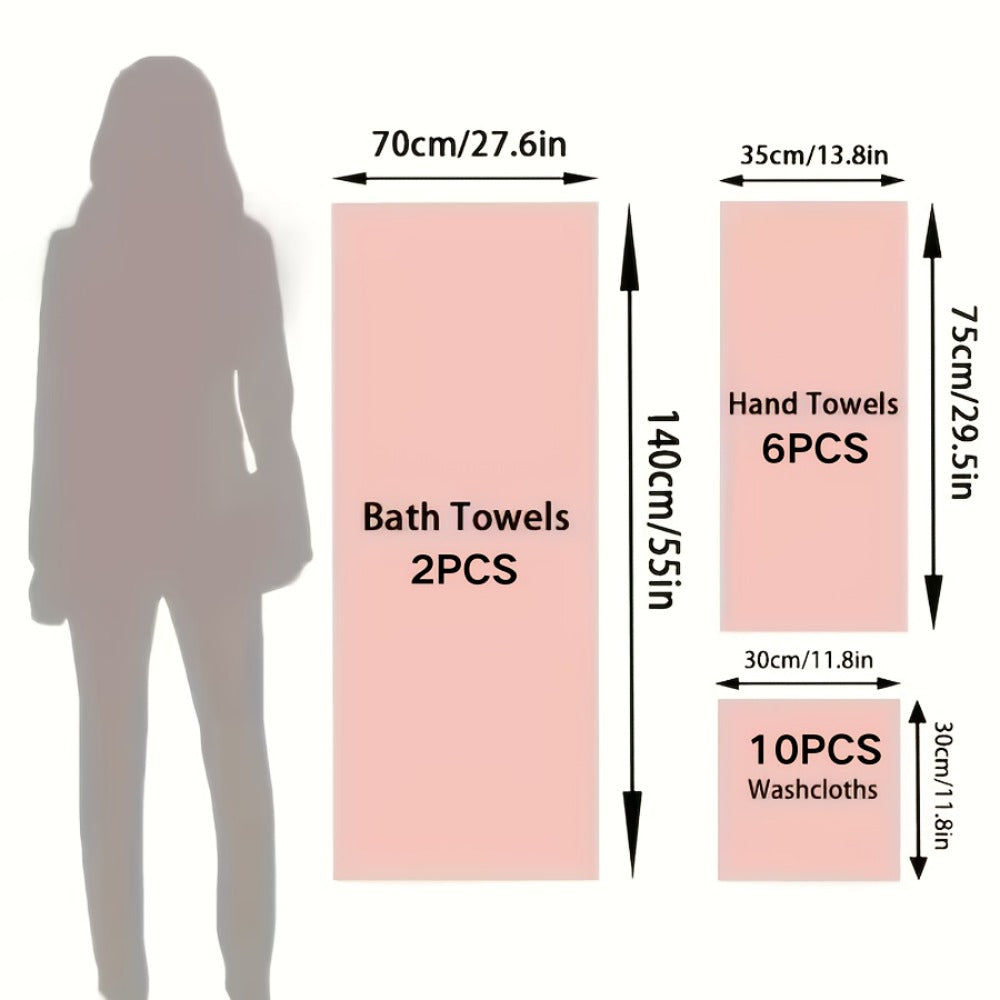 Microfiber Bath Towel Set 18/20pcs - Coral Fleece Absorbent Quick Dry Soft Large Bath Towels for Home Bathroom Spa Gift with Washcloths Bath Ball