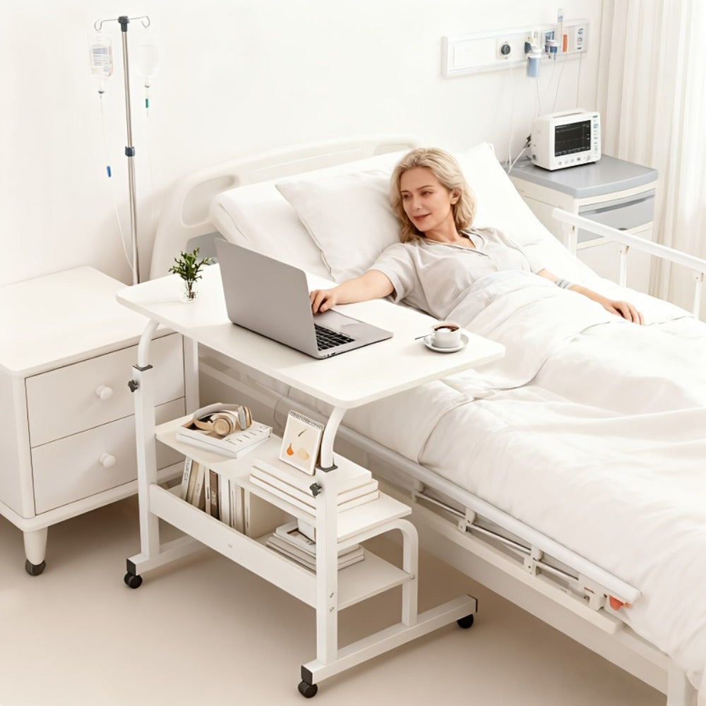 Overbed Table with Casters Adjustable Height ¨C Bedside Nursing Table for Hospital & Home Care, Rolling Laptop Desk for Elderly & Patients, Meal Tray Stand, Multiple Colors
