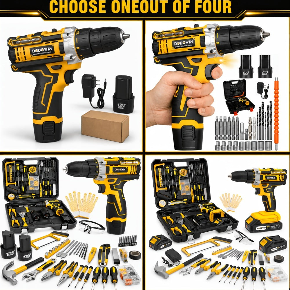 Cordless Impact Drill Set 12V / 21V Electric Drill Kit ¨C 45Nm Torque, 2-Speed, Keyless Chuck, LED Light, Battery & Charger Included, Up to 115pcs Accessories for Home Repair, DIY & Construction