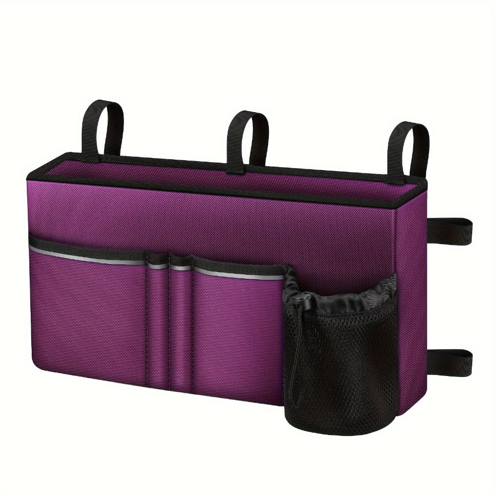 Walker Tote Bag with Cup Holder ¨C Large Capacity Rollator Attachment Bag, 6-Pocket Mobility Aid Accessory Pouch with Reflective Stripe & ID Window, Hands-Free Storage for Elderly & Seniors