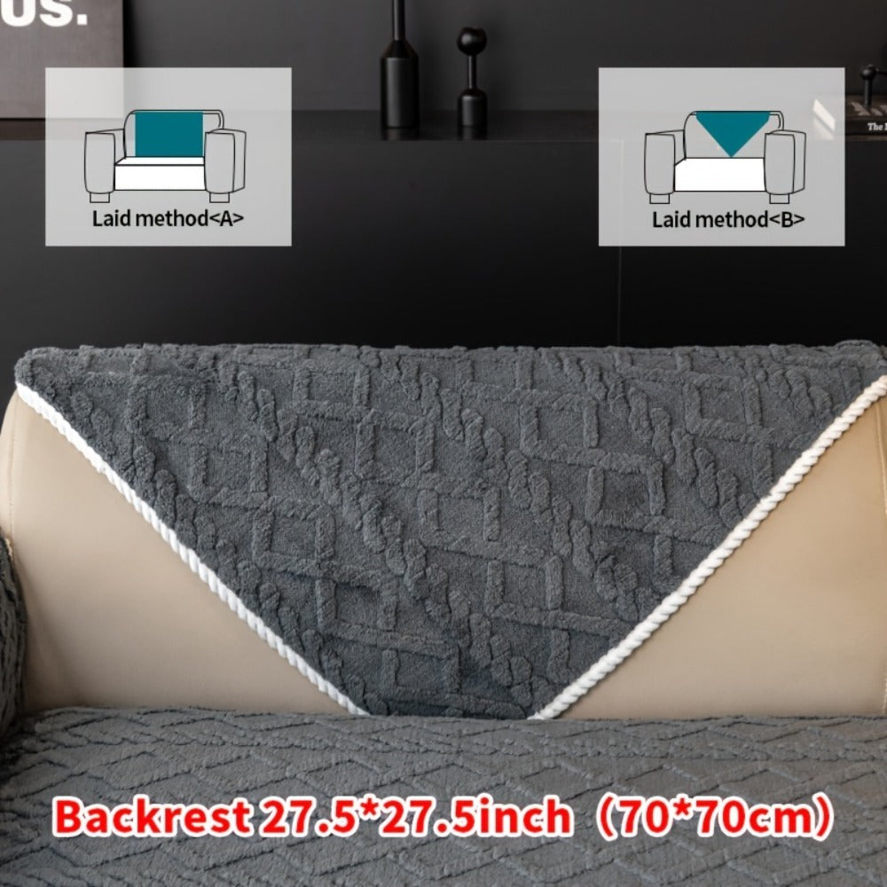 Plush Sofa Cover Couch Cover | Anti-Slip Pet Dog Friendly Velvet Sofa Mat, Single Two Three Four Seat, Backrest Armrest Pillow Cover, Living Room Bedroom Decor