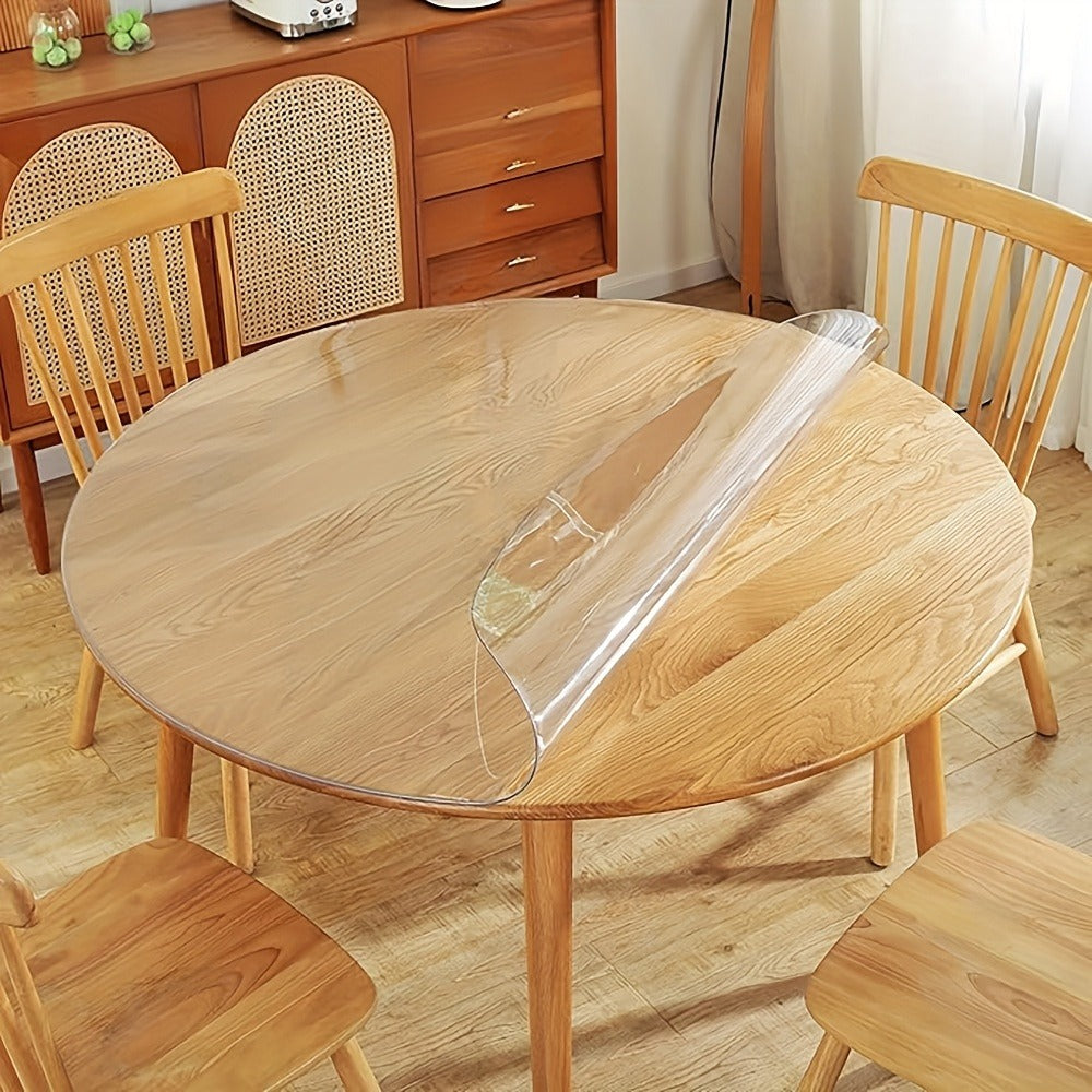 Round PVC Table Cover Clear Tablecloth 2MM Thick Scratch-Resistant Waterproof Table Protector for Dining Table Coffee Table Restaurant Outdoor
