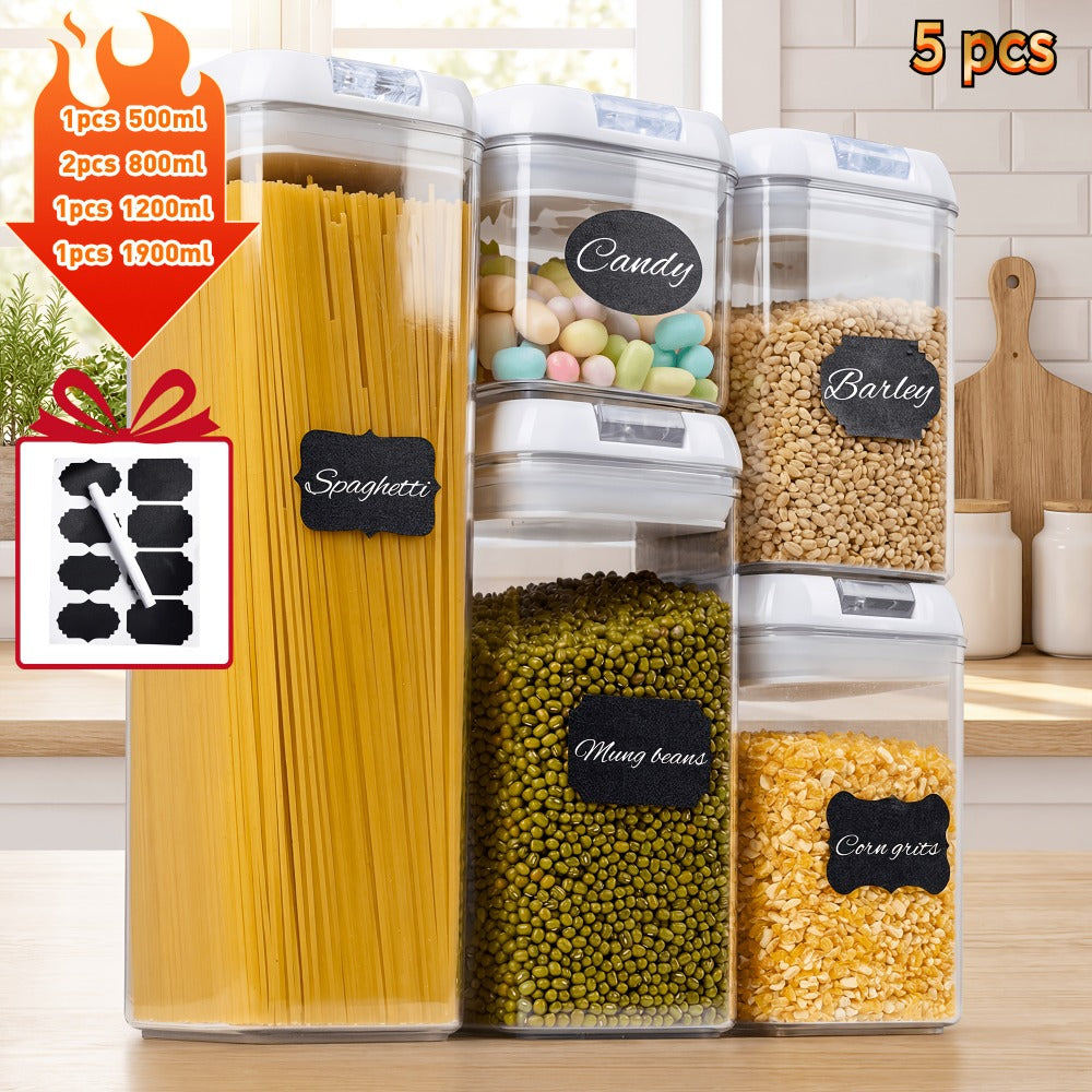 Plastic Food Storage Containers with Lids BPA Free - Leak Proof Airtight Kitchen Organizer Set for Cereal Grain Nuts Snacks Cookies Fruit Sugar - 3, 4, 6 & 7 Piece Sets
