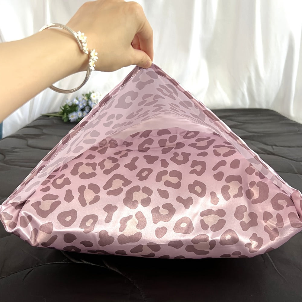 Leopard Print Pillow Covers Set of 4 with Sleep Mask and Headband Machine Washable Polyester Woven Fabric Travel Bedroom Decorative Pillowcase