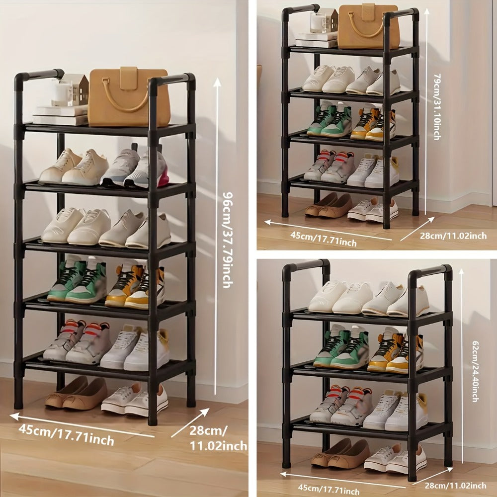 Shoe Rack Multi-Layer Space Saving - 3 to 8 Tier Shoe Storage Stand Organizer for Entryway Bedroom Closet Corridor, Stackable Shoe Shelf for Doorway, Black 23.62 Inch Wide