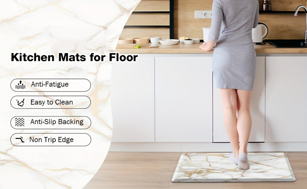 Anti Fatigue Kitchen Mat Non-Slip Cushioned Floor Rug for Standing Desk Sink Office - Marble Pattern
