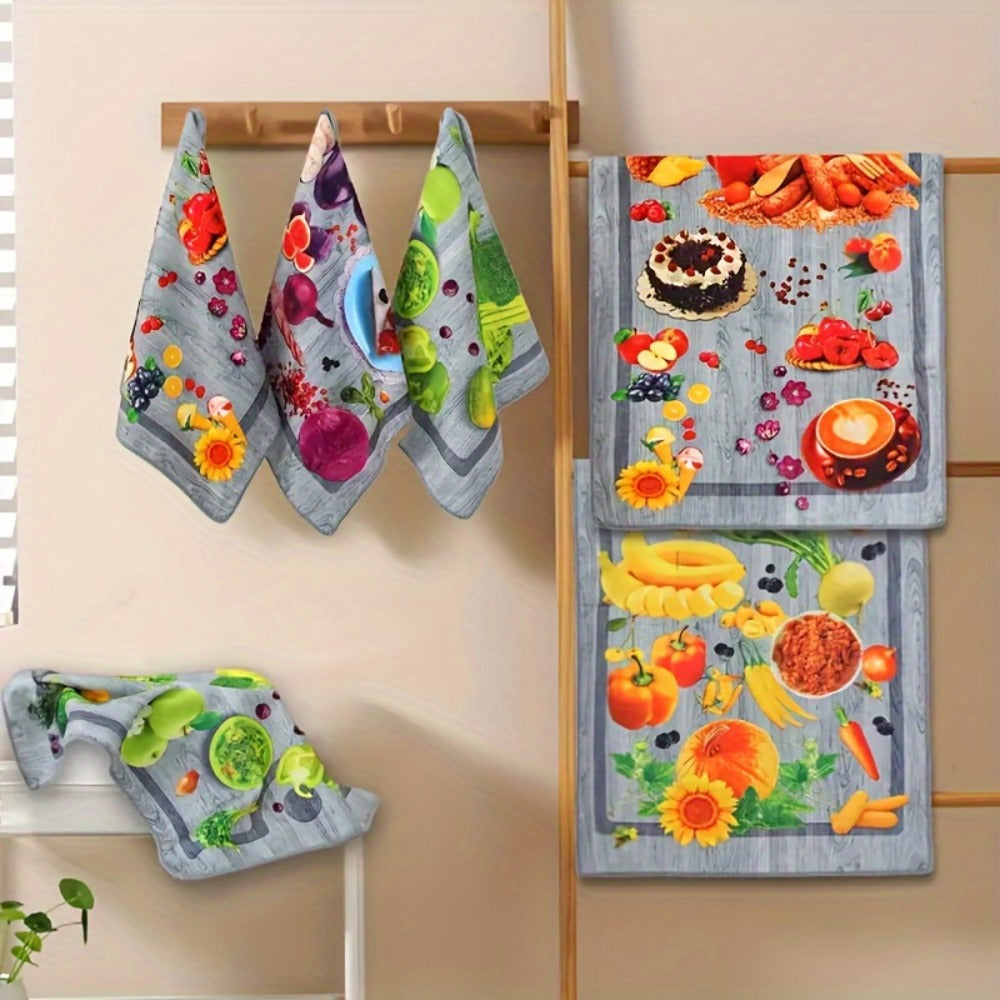 Holiday Kitchen Dish Towels Set of 6 - Colorful Printed Dishcloths Soft Absorbent Tea Towels for Kitchen Decor
