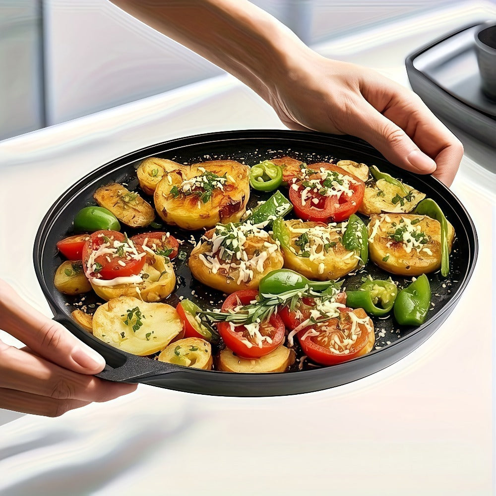 Pre-Seasoned Cast Iron Pan Set - Non-Stick Multifunctional Skillet for Pizza Home Kitchen Outdoor Cooking, Even Heating Compatible with All Stoves, 1/2/3 Piece Options