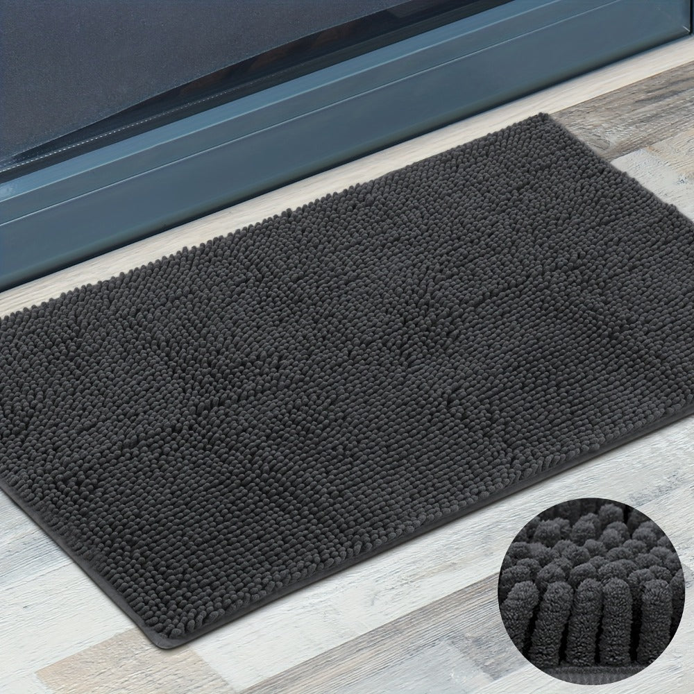 Chenille Doormat Absorbent Non-Slip Washable Indoor Outdoor Mat - Soft Shaggy Entryway Rug for Muddy Paws, Pets & Dogs | Machine Washable Front Door Mat in 18 Colors & 5 Sizes | Anti-Slip Rubber Backing