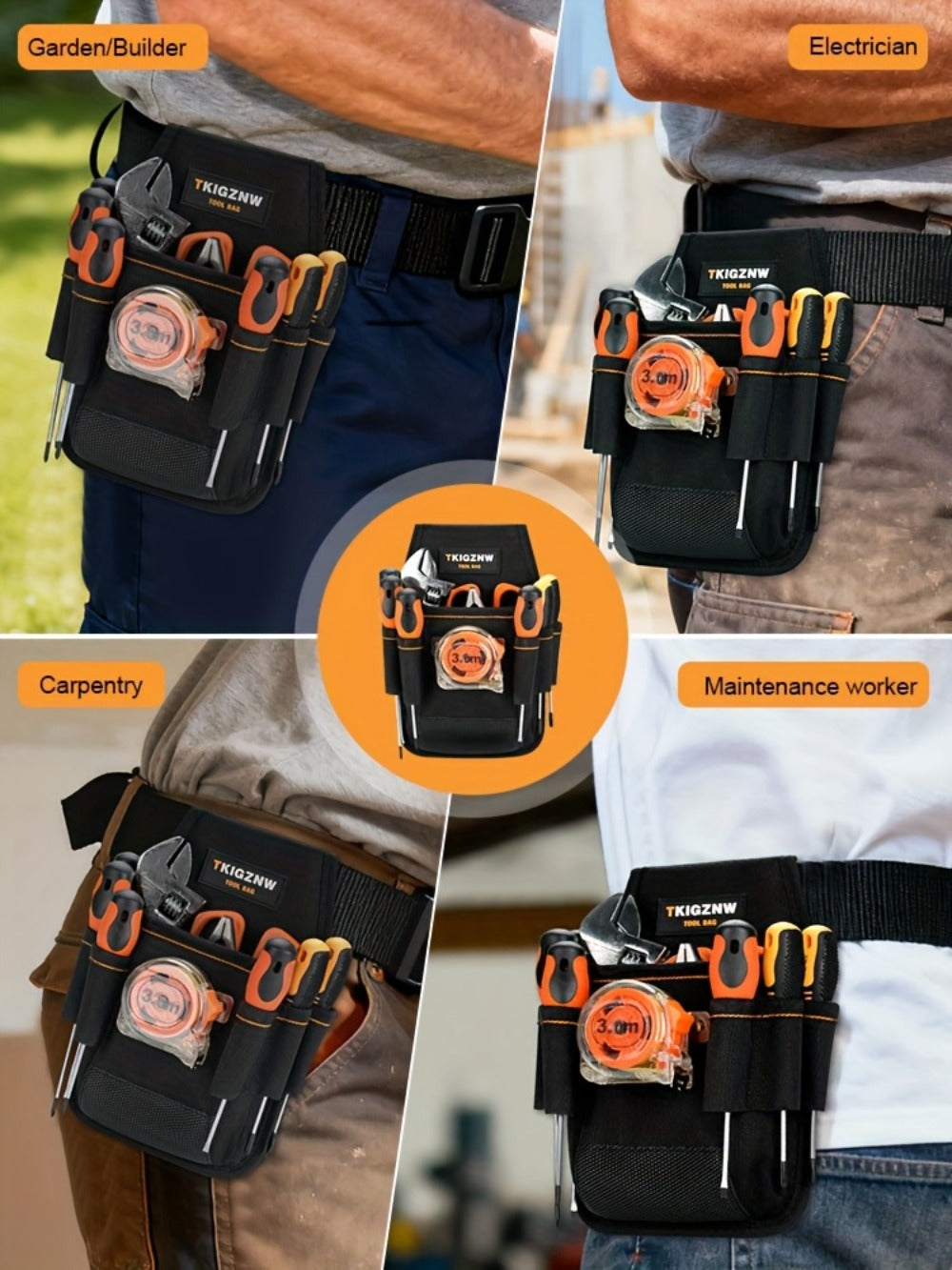 Tool Bag Heavy Duty 7-Pocket PVC Organizer for Mechanics & Electricians ¨C Multi-Pocket Hand Tool Storage Bag, Portable Jobsite Toolbag for Plumbers, Contractors & DIY