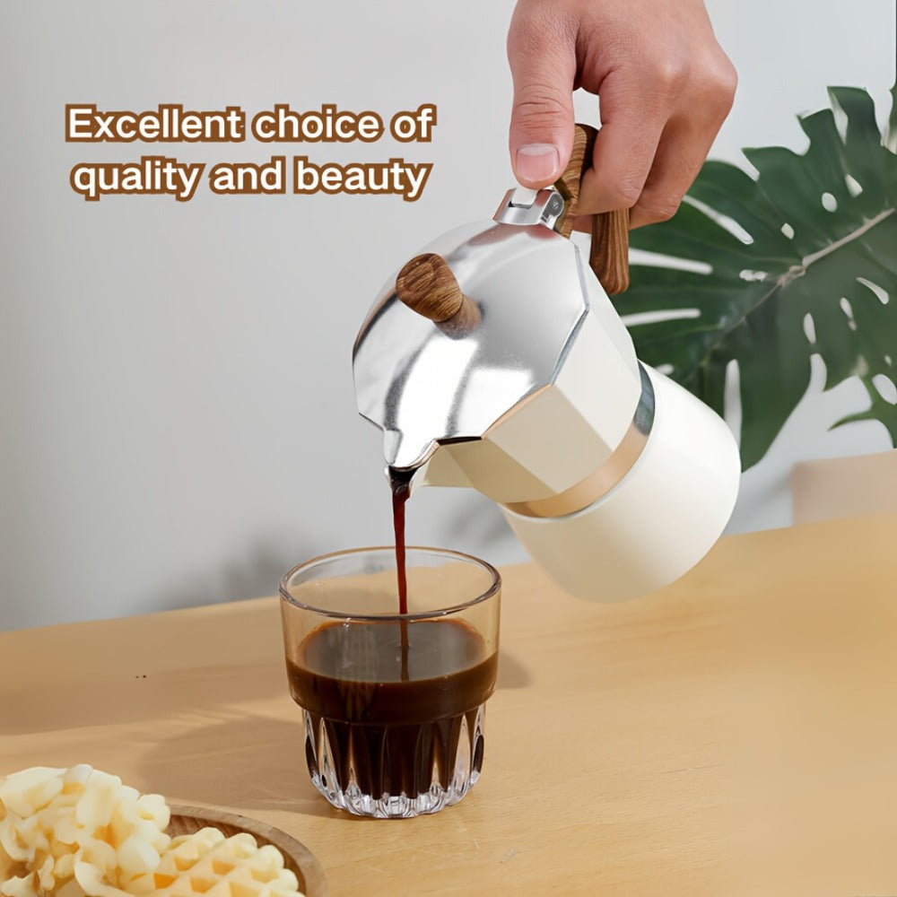 Moka Pot Stovetop Espresso Maker 150ml Classic Aluminum Italian Coffee Pot for Home Brewing Camping Cuban Cafe Style Easy to Use and Clean Multiple Colors Available