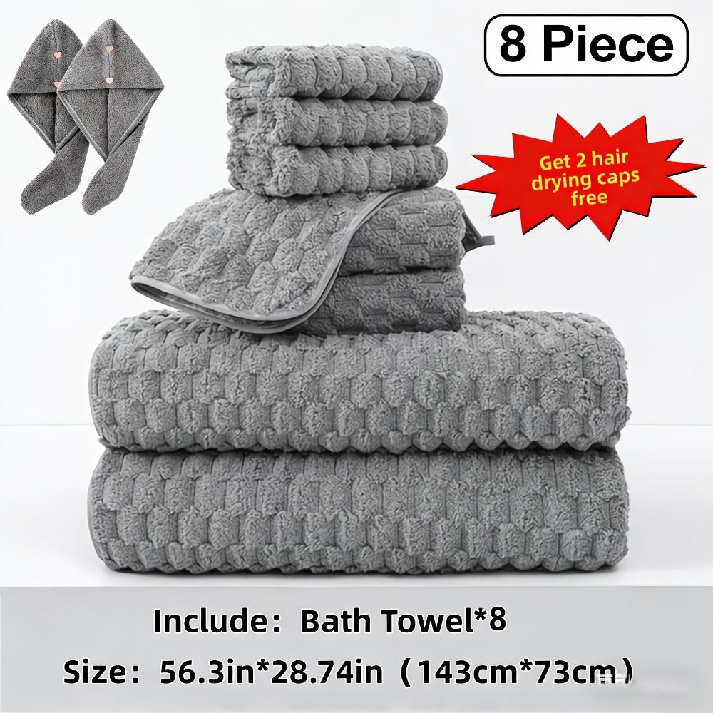 Microfiber Bath Towel Set Ultra-Soft Quick-Dry Skin-Friendly 4-Piece & 8-Piece Sets with Hair Drying Cap Multi-Color Options Luxury Spa Quality for Home Family Gifting