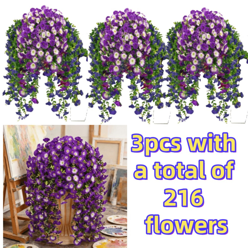 Artificial Rose Vine Hanging Garland 3pcs 216 Flowers - High-Density UV-Resistant Faux Rose Flower Vines with Realistic Roses & Foliage for Garden, Wedding, Porch, Terrace & Wall Decor, Multiple Colors