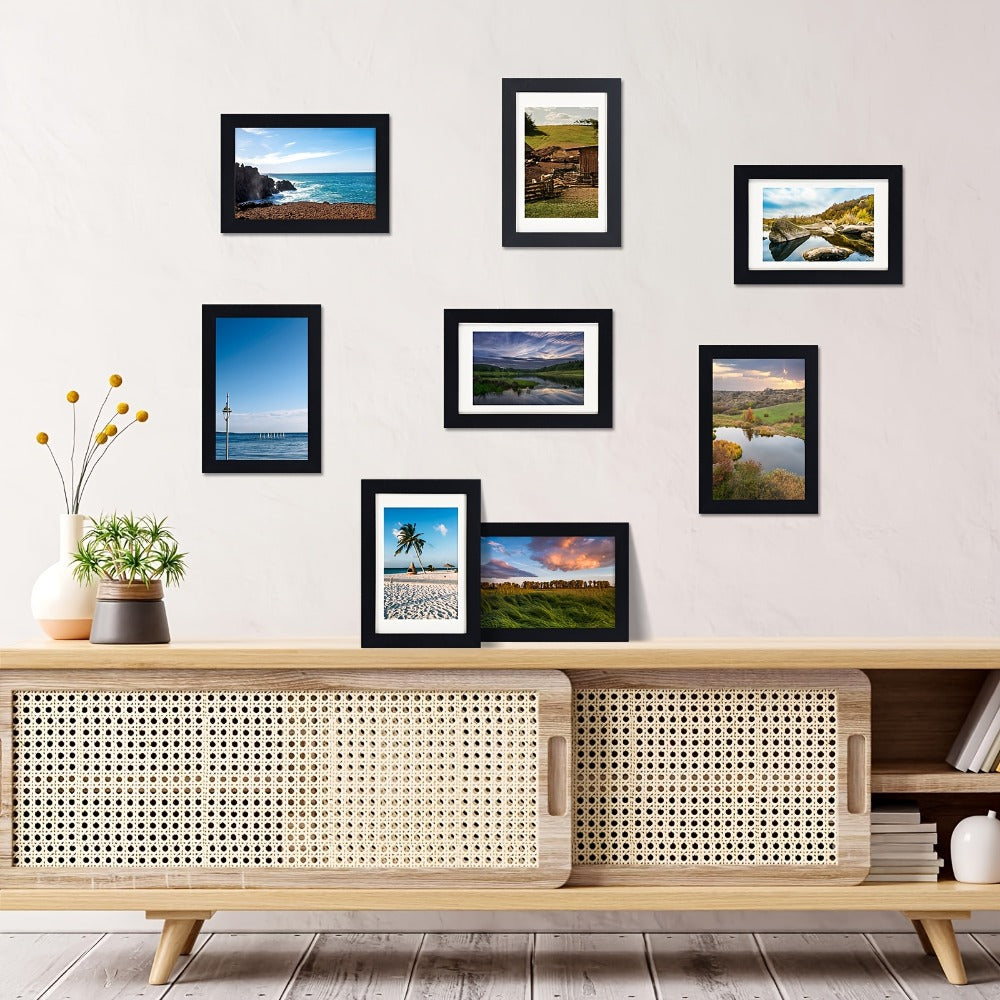 Picture Frames Set of 12/24 Black Multi Photo Frames Collage for Wall and Tabletop Display, 4x6 5x7 8x10 Inch Photo Board for Home School Office Halloween Christmas Decor